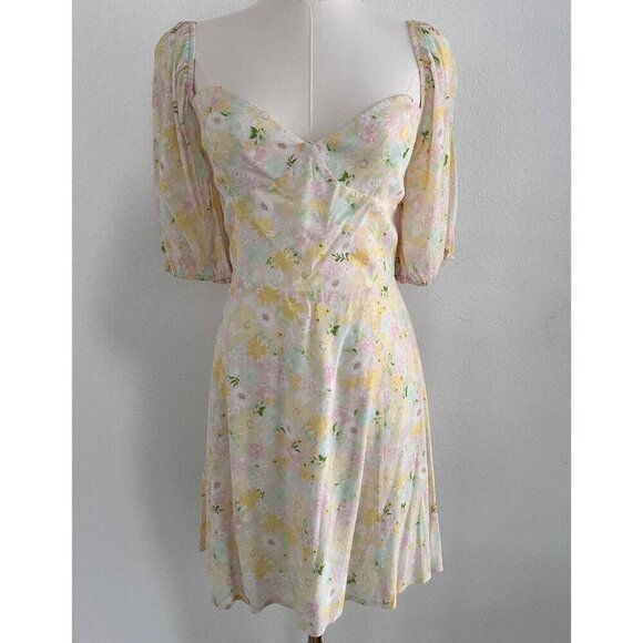 Sophie Rue by Anthropologie Puff Sleeve Mini Floral Dress Cottagecore - Picture 1 of 10